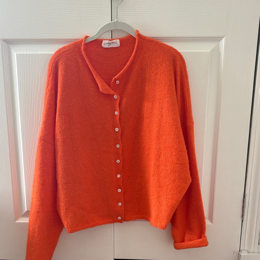 Carly Jean Los Angeles Vibrant Orange Cardigan